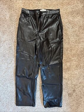 Abercrombie & Fitch Black Vegan Leather Straight Pants